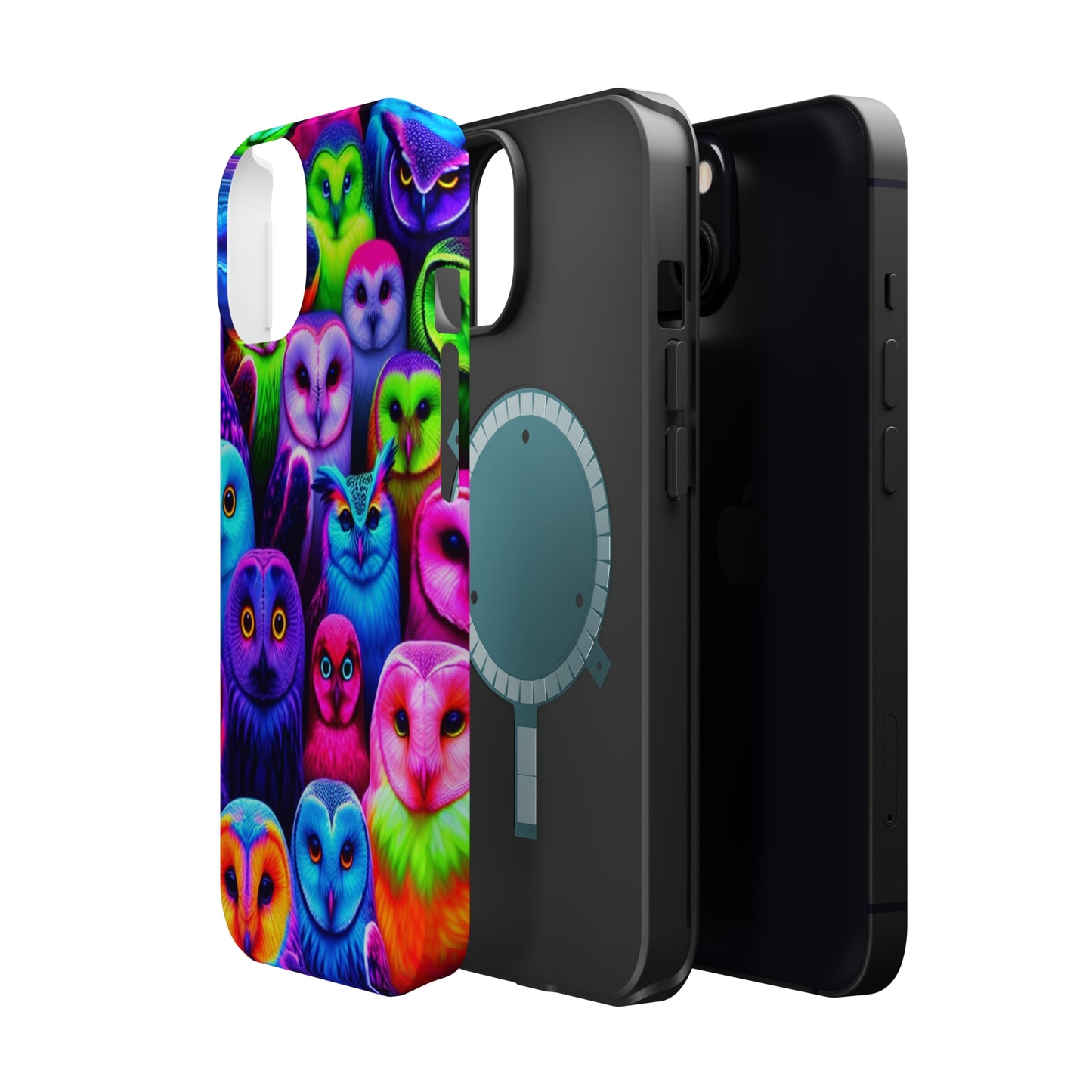 Vivid Nocturnal Neonatures Neon Owls Premium Art Magsafe Magnet Tough IPhone 13 14 15 Pro Plus Max and Mini in Matte and Glossy Phone cases