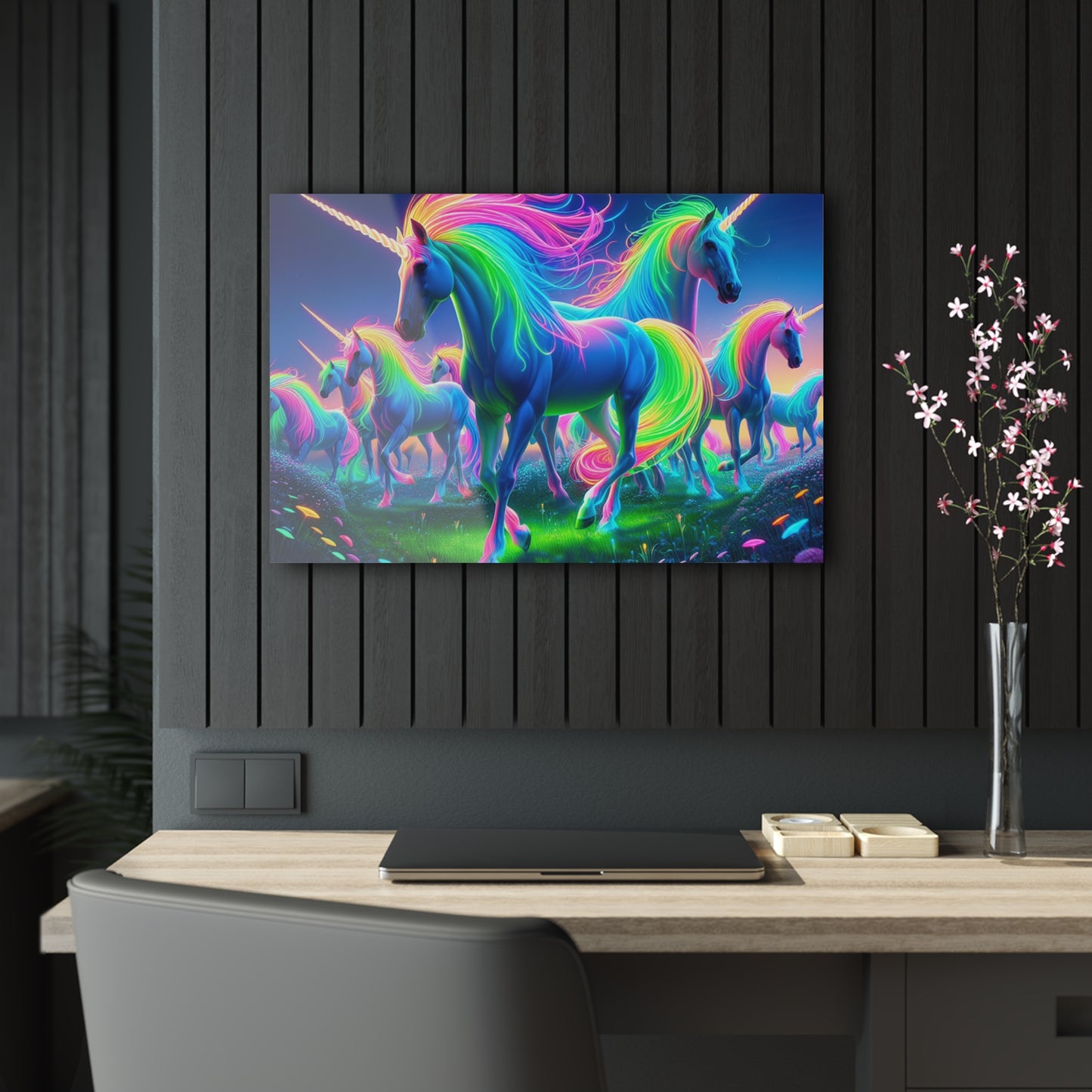 Neon Unicorn Spectacle NEON Unocrons Art 1/4" Glossy Acrylic Art