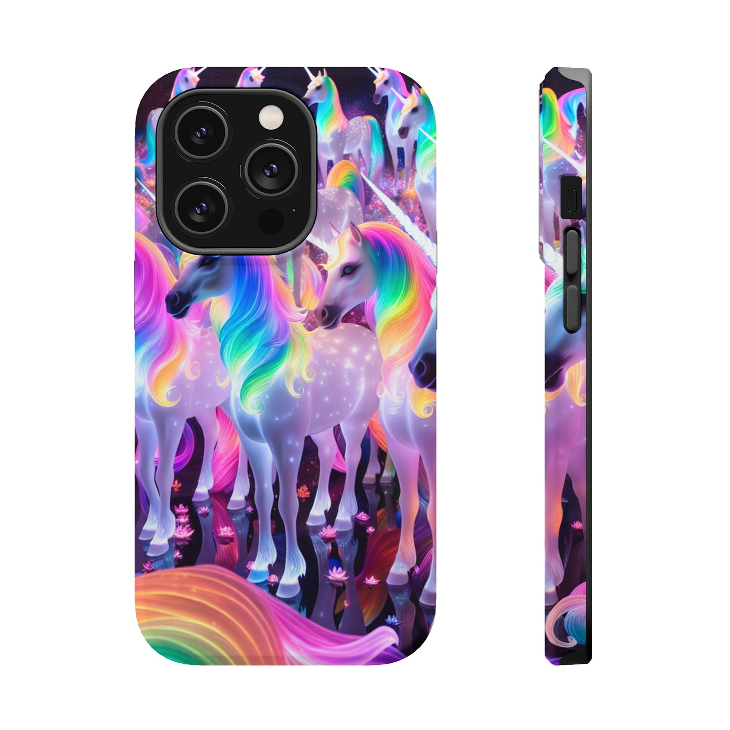 Neon Wonderland Unicorns Neon Unicorns Premium Art Magsafe Magnet Tough IPhone 13 14 15 Pro Plus Max and Mini in Matte and Glossy Phone cases