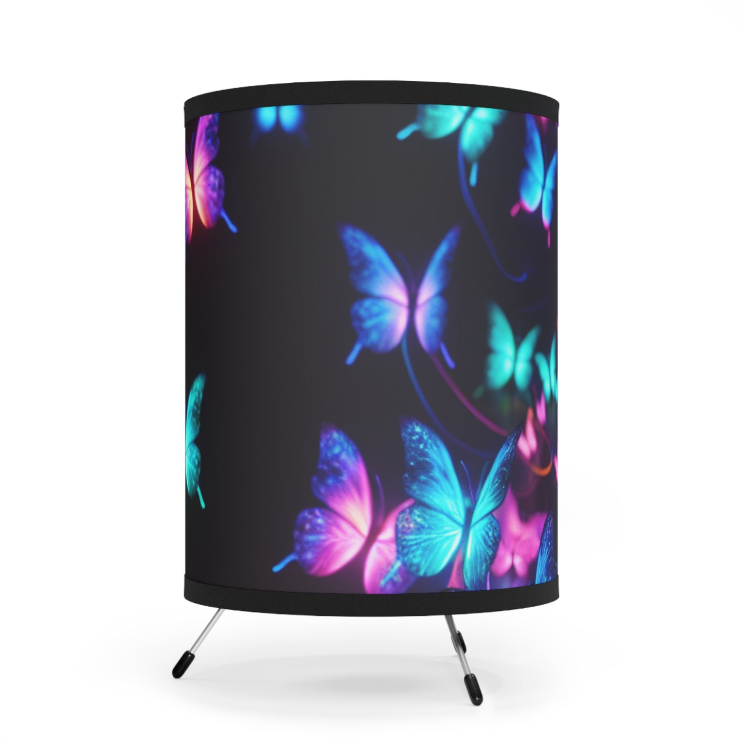 Neon Butterfly Congregation - NEON Butterflies Art Tripod Lamp