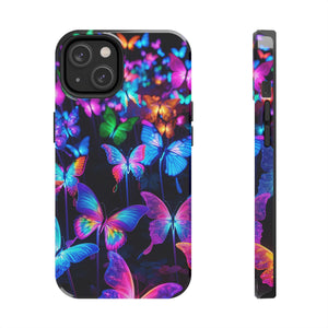 "Neon Flutterby Lights" NEON Butterflies Tough Phone Case