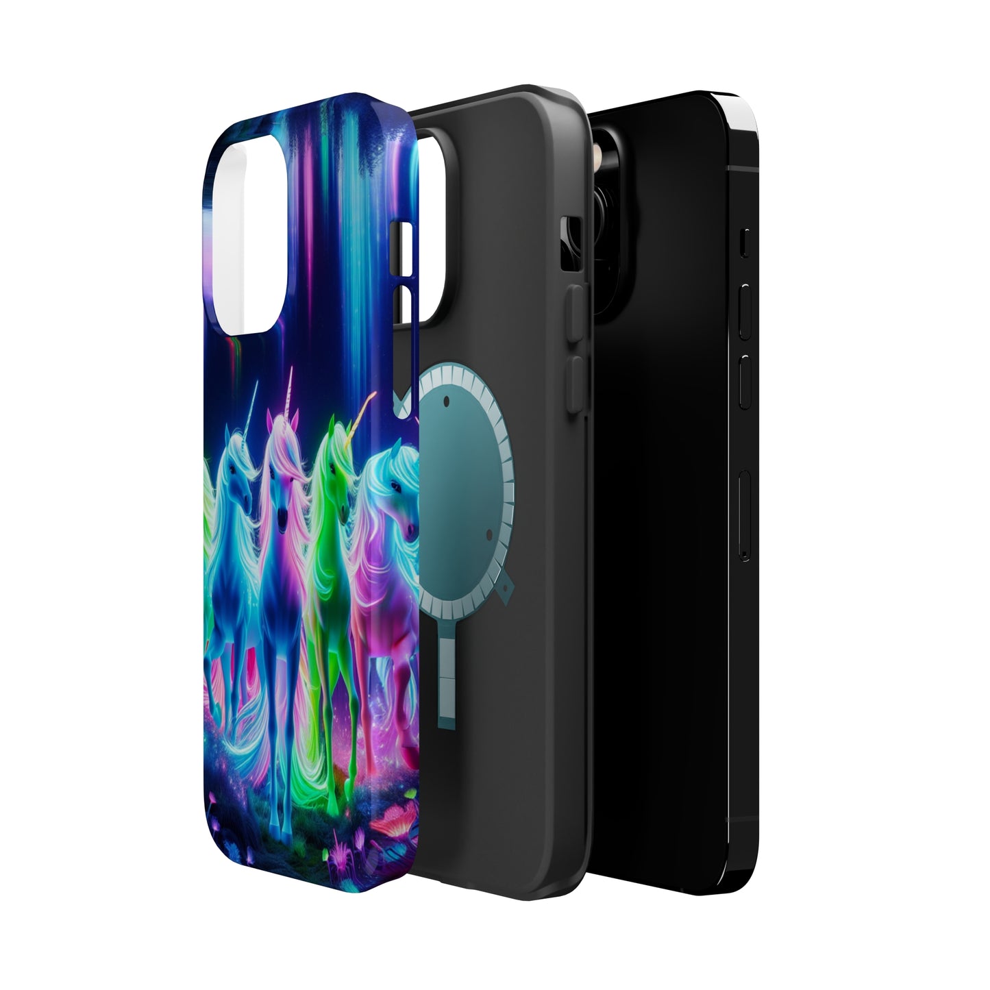 Neon Unicorn Pods. Neon Unicorns Premium Art Magsafe Magnet Tough IPhone 13 14 15 Pro Plus Max and Mini in Matte and Glossy Phone cases