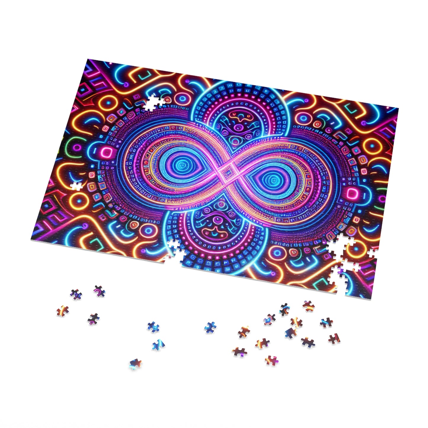 Neon Infinifinity - Neon Trippy Infinity Patterns Puzzle 30, 110, 252, and 1000 Pieces