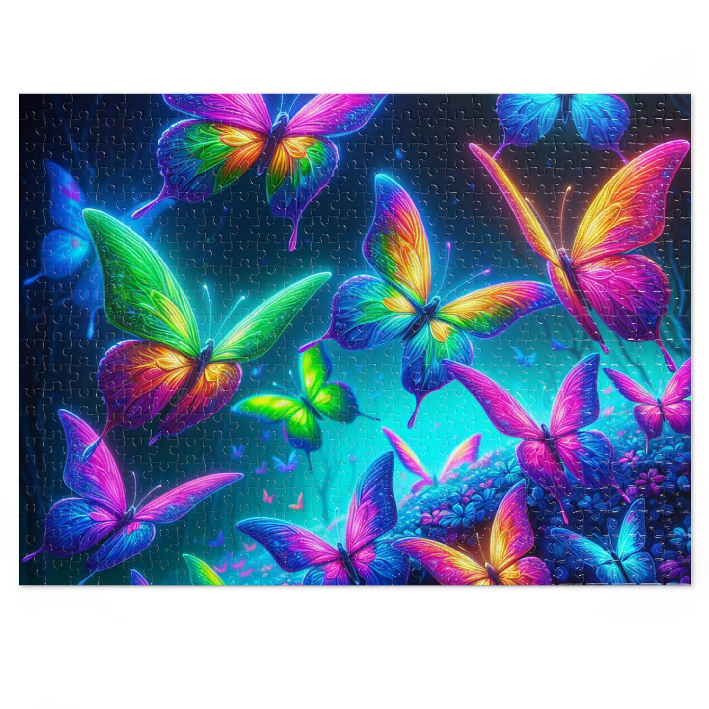 Neon Flutter. - Neon Butterflies Puzzle30, 110, 252, and 1000 Pieces