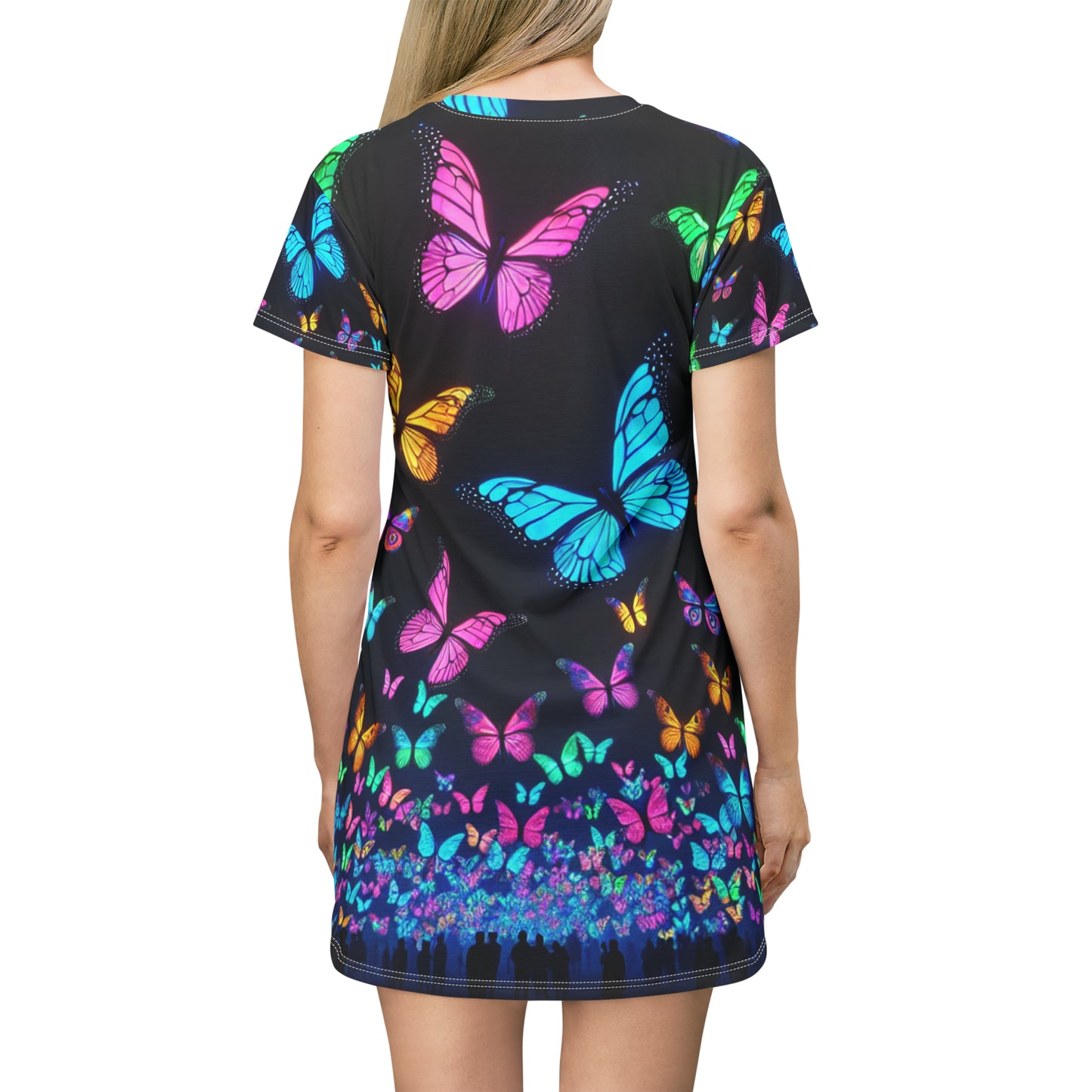 Neon Nimbulance Neon Butterflies Womans T Shirt Dress