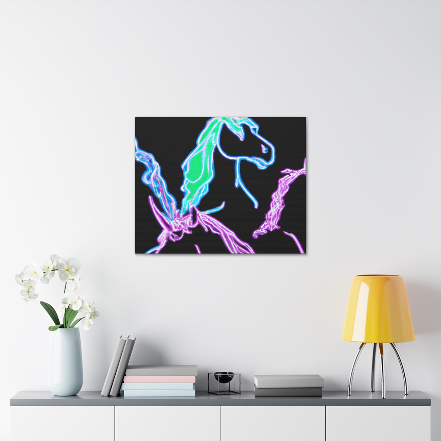 "Galactic Shebang of Neon Unicorns" NEON Unicorns Art Canvas