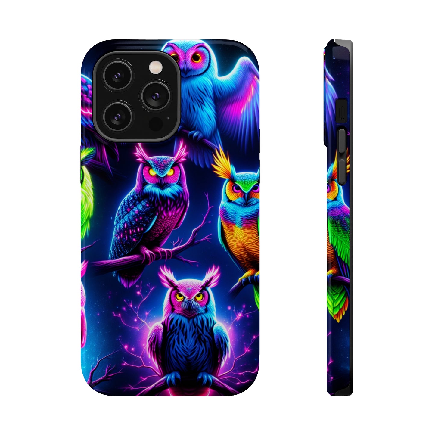 Neon Owlfection. Neon Owls Premium Art Magsafe Magnet Tough IPhone 13 14 15 Pro Plus Max and Mini in Matte and Glossy Phone cases