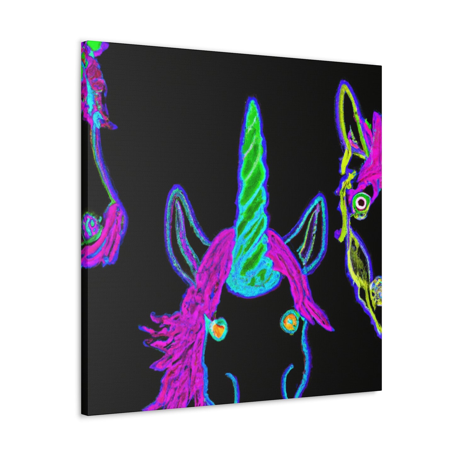 Vibrant Neon Magic. NEON Unicorns Art Canvas