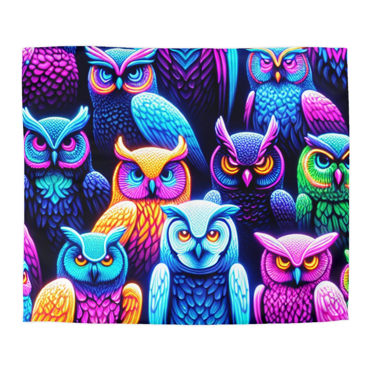 Alonso da Prado - NEON Owls Microfiber Duvet Cover