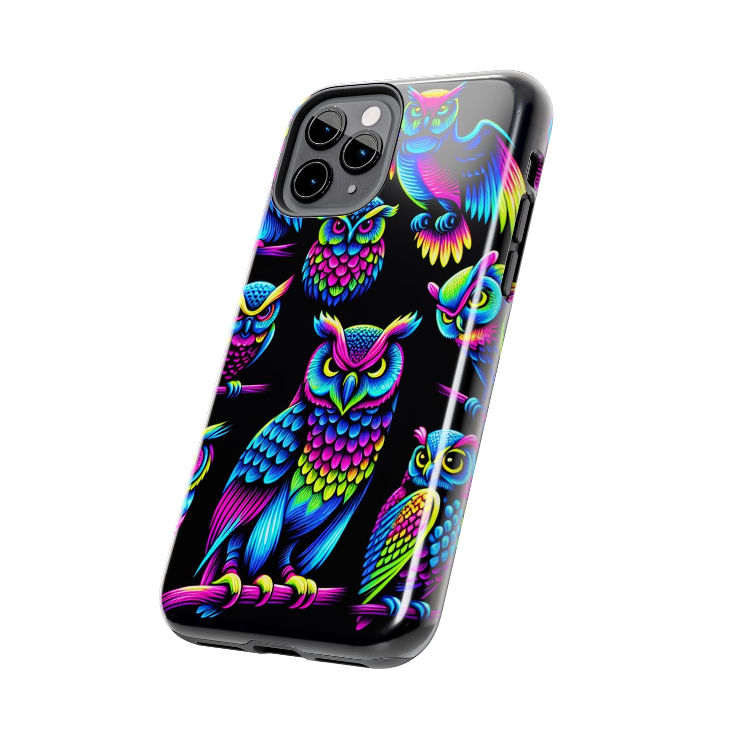 Neon Glowing Owls. NEON Owls Tough Phone Case