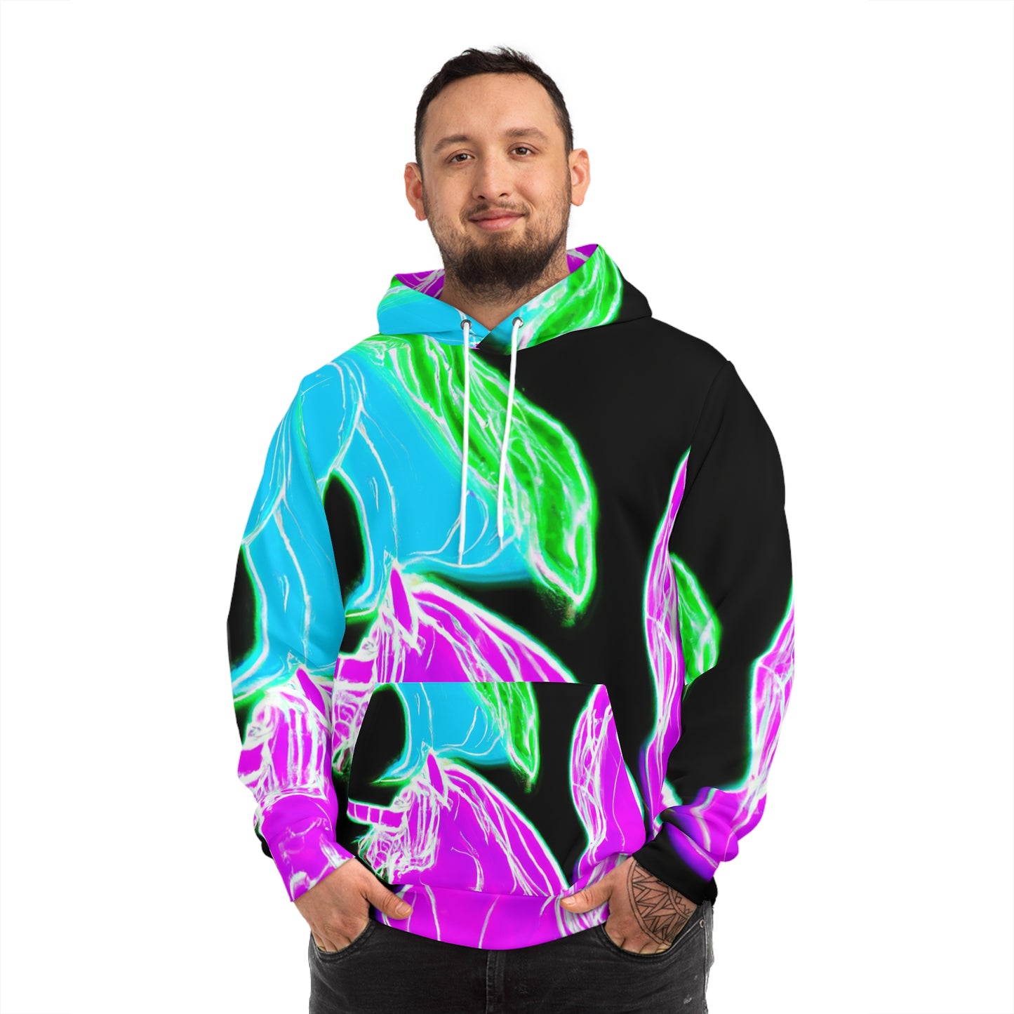 "Neon Blooms with the Unicorns" - Unicorns AOP Hoodie