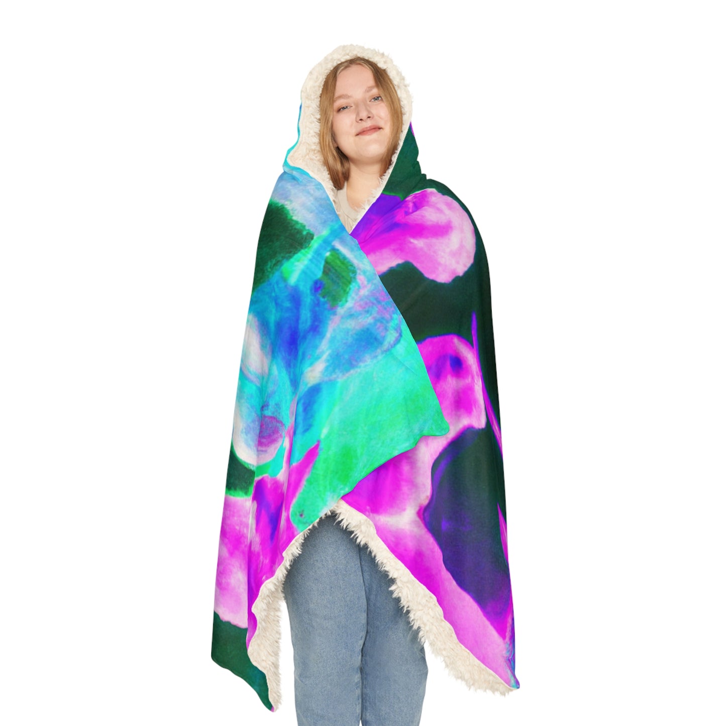 "Neon Dreamscape" - NEON Unicorns Art Hooded Snuggle Blanket