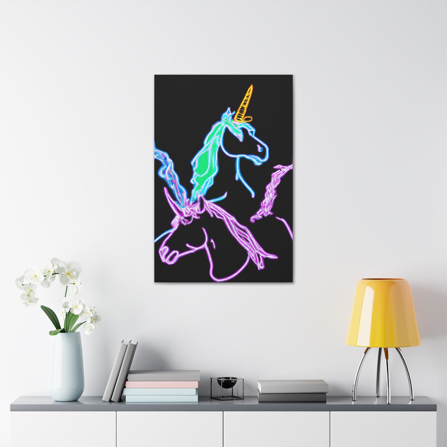 "Galactic Shebang of Neon Unicorns" NEON Unicorns Art Canvas