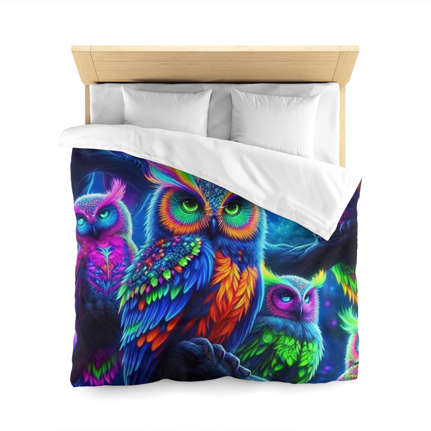 Giovanna de'Ravelo - NEON Owls Microfiber Duvet Cover