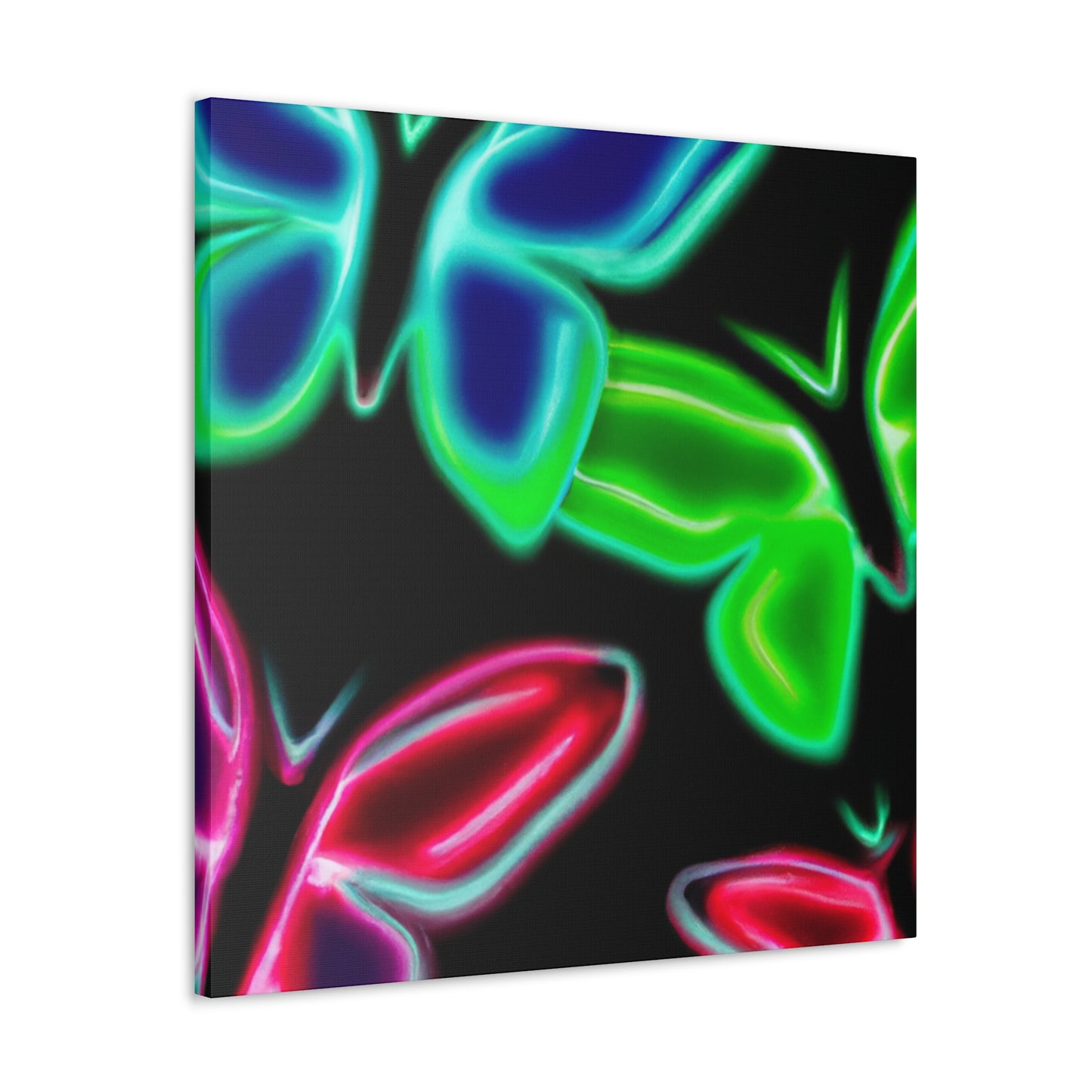 Neon Butterflies Cascade. Neon Butterflies Art Canvas