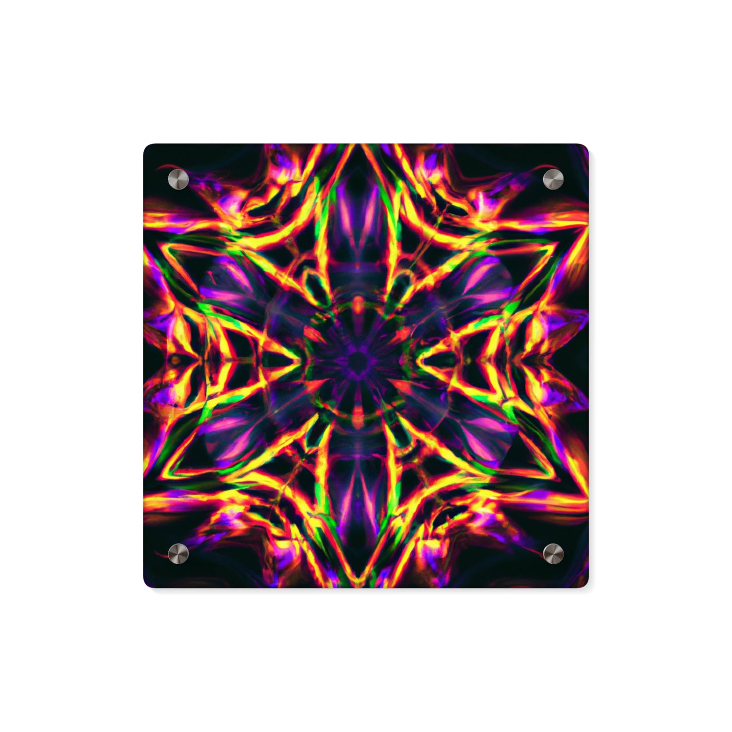 Neon Ascension. Trippy Infinity Patterns Acrylic Art Panel