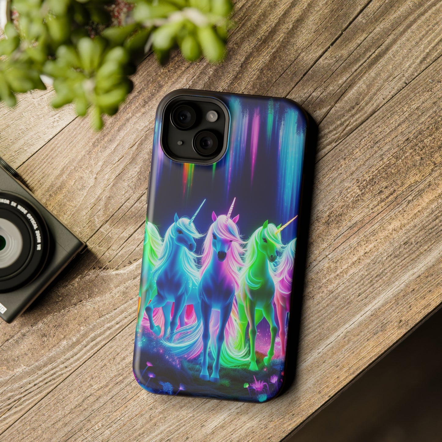 Neon Unicorn Pods. Neon Unicorns Premium Art Magsafe Magnet Tough IPhone 13 14 15 Pro Plus Max and Mini in Matte and Glossy Phone cases