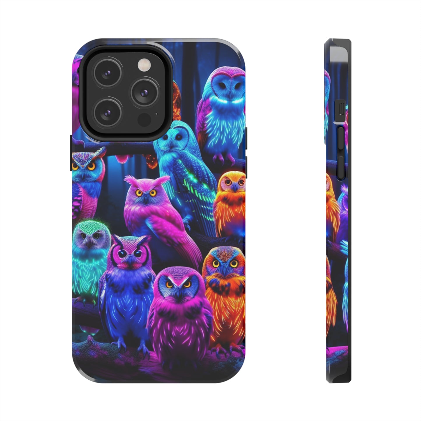 Neon Party of Owls NEON Owls Phone Case Iphone 7 8 9 10 11 12 13 14 Pro Max Mini Plus XR XS SE