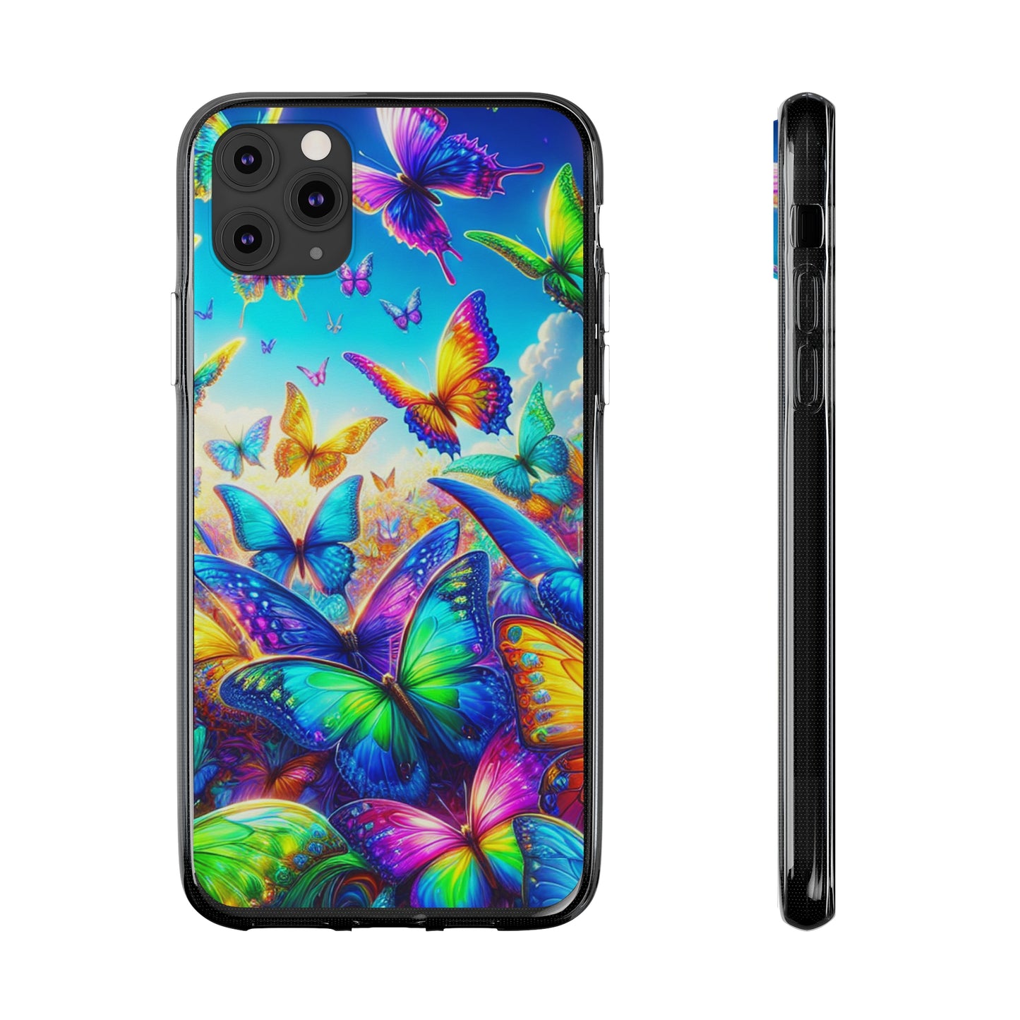 "Neon Brilliance" NEON Butterflies Art Polycarbonate Phone Case Samsung Galaxy s21 s22 Google Pixel 6 Iphone 11 12 13 14 Pro Max Mini Plus
