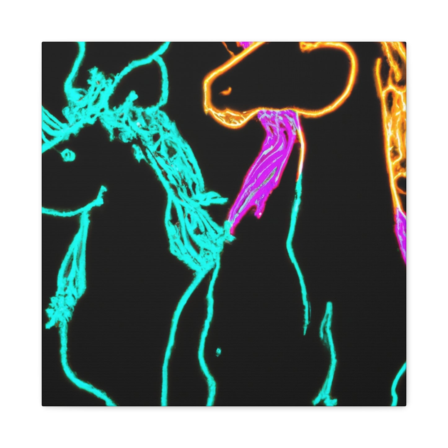 "Neon Splendour of Unicorns" NEON Unicorns Art Canvas
