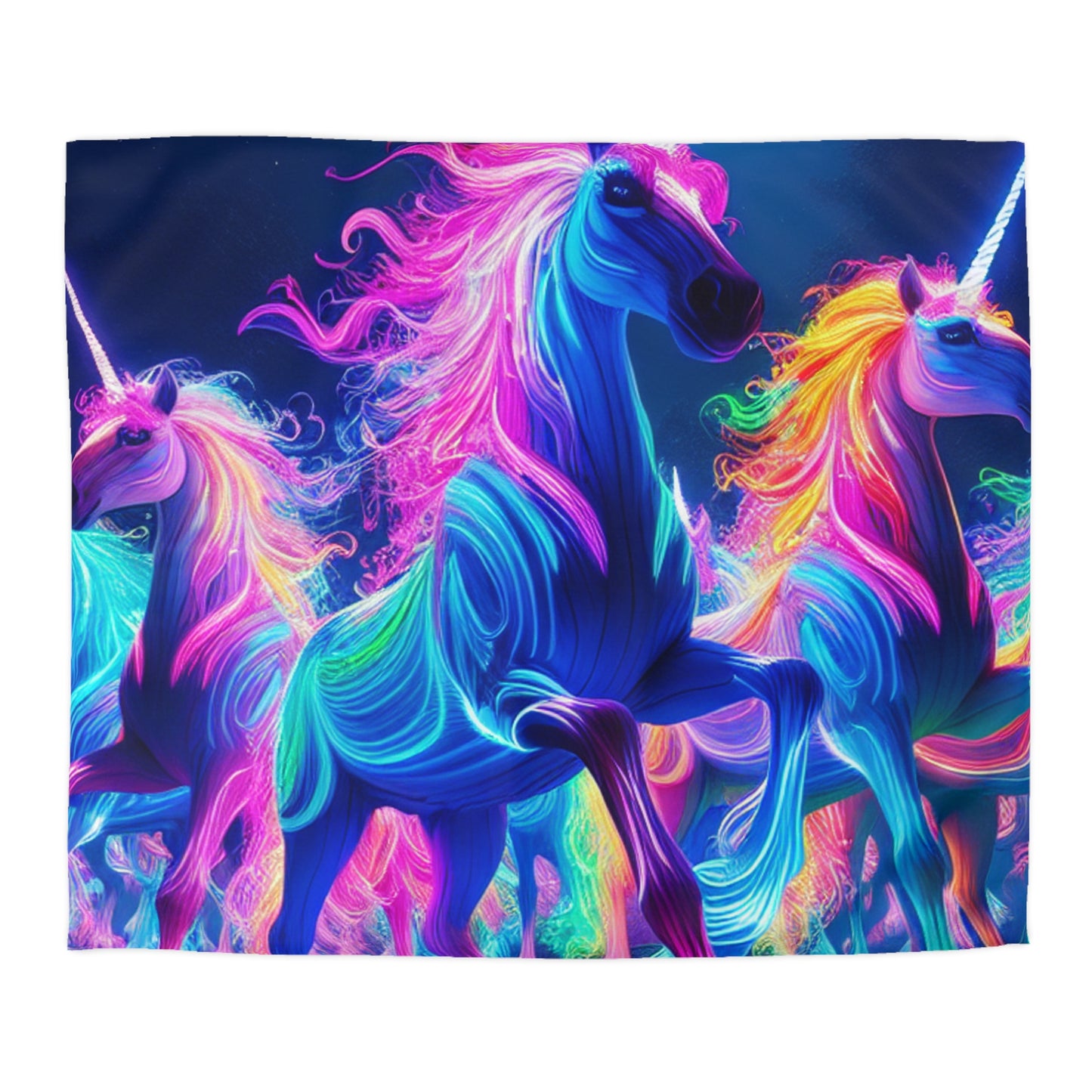 Gideon d'Lonac - NEON Unicorns Microfiber Duvet Cover