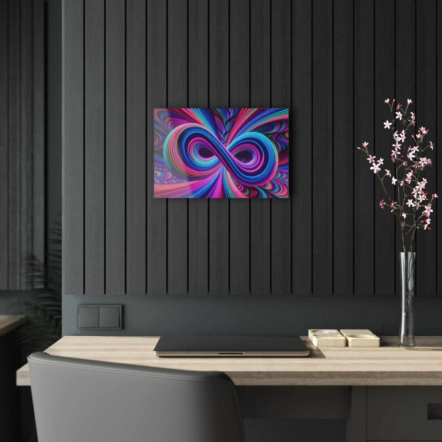 Cosmic Geometrica Splendor. Trippy infity Pattern 1/4" Glossy Acrylic Art