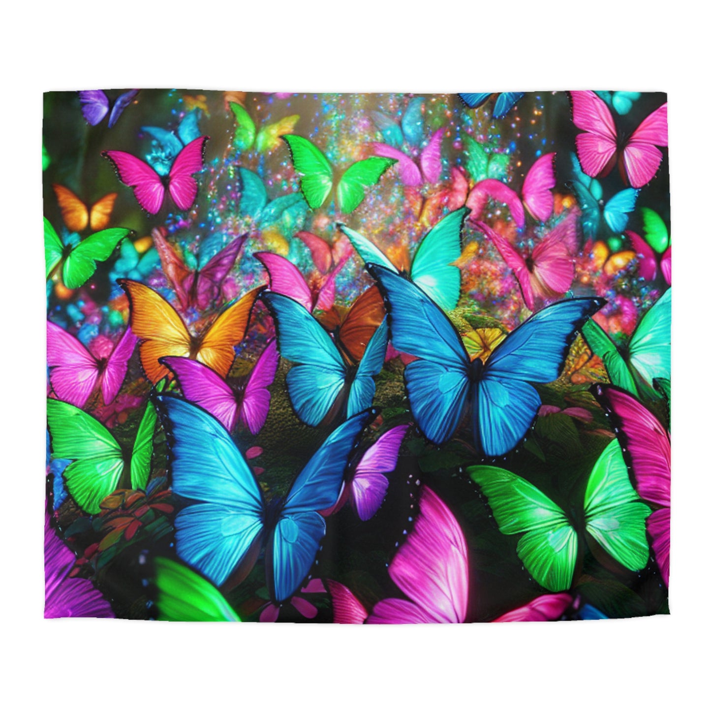Tiberio Floriani - NEON Butterflies Microfiber Duvet Cover