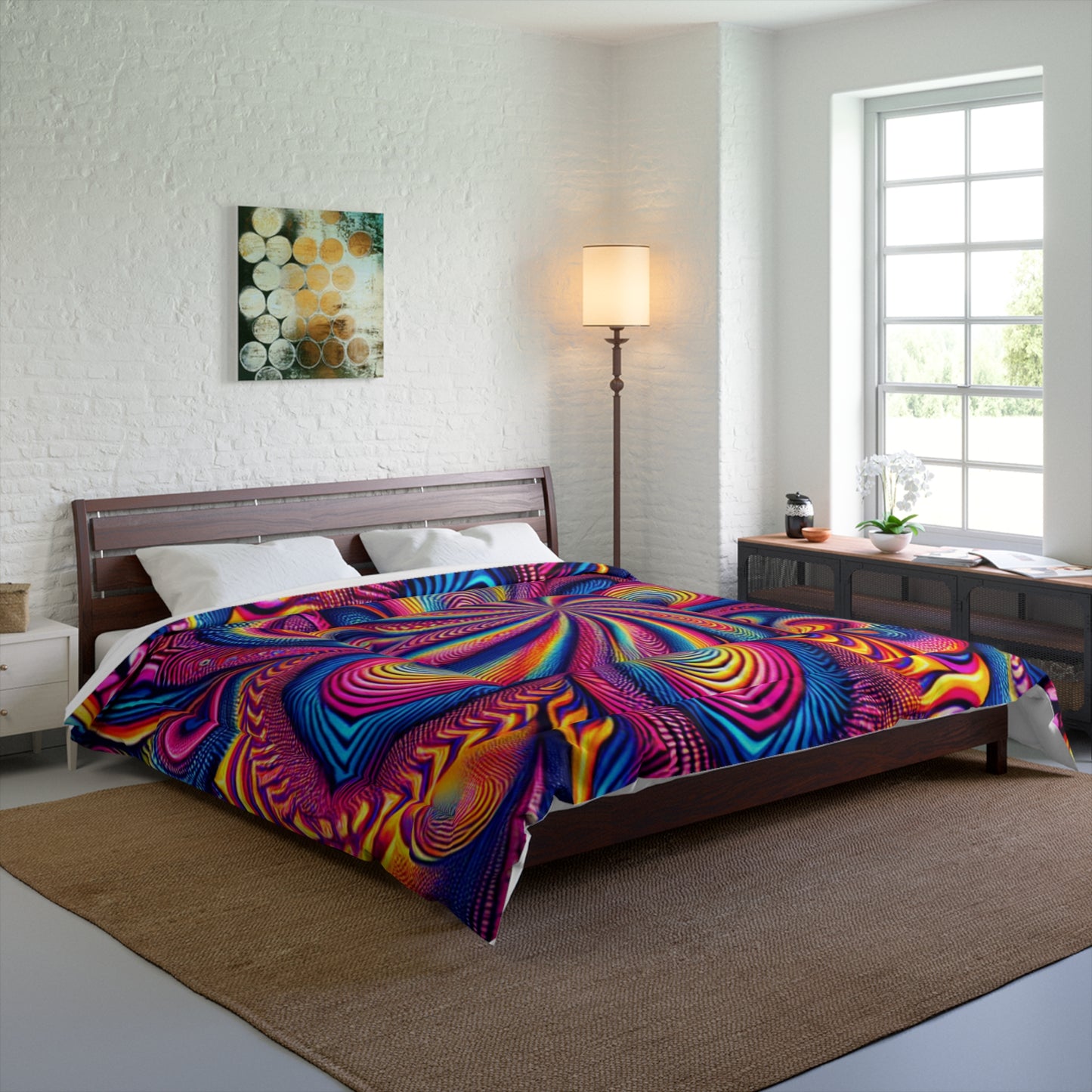 Neon Infinity Fantasia. Trippy Infinity Patterns Comforter Blanket