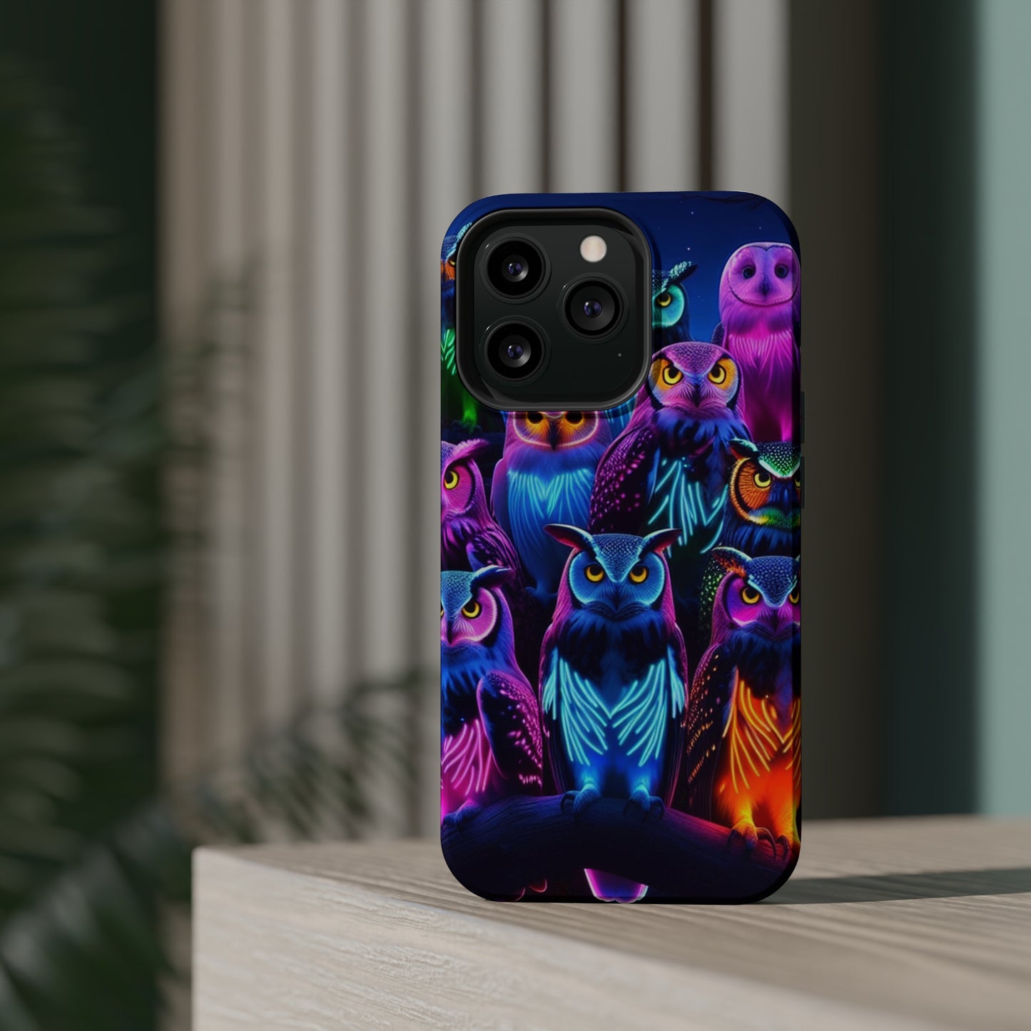 Neon Nocturne Owls. Neon Owls Premium Art Magsafe Magnet Tough IPhone 13 14 15 Pro Plus Max and Mini in Matte and Glossy Phone cases