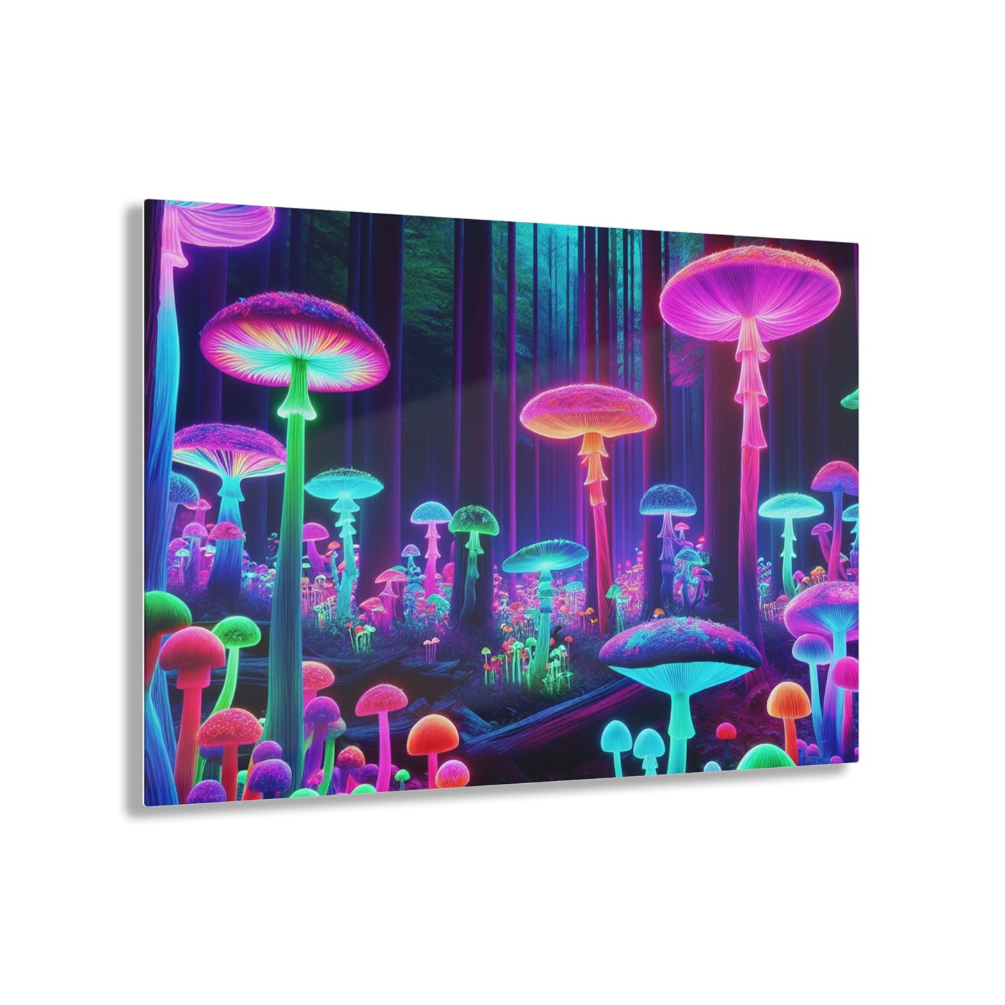 Neon Fungal Fantasy. Mushrooms 1/4" Glossy Acrylic Art
