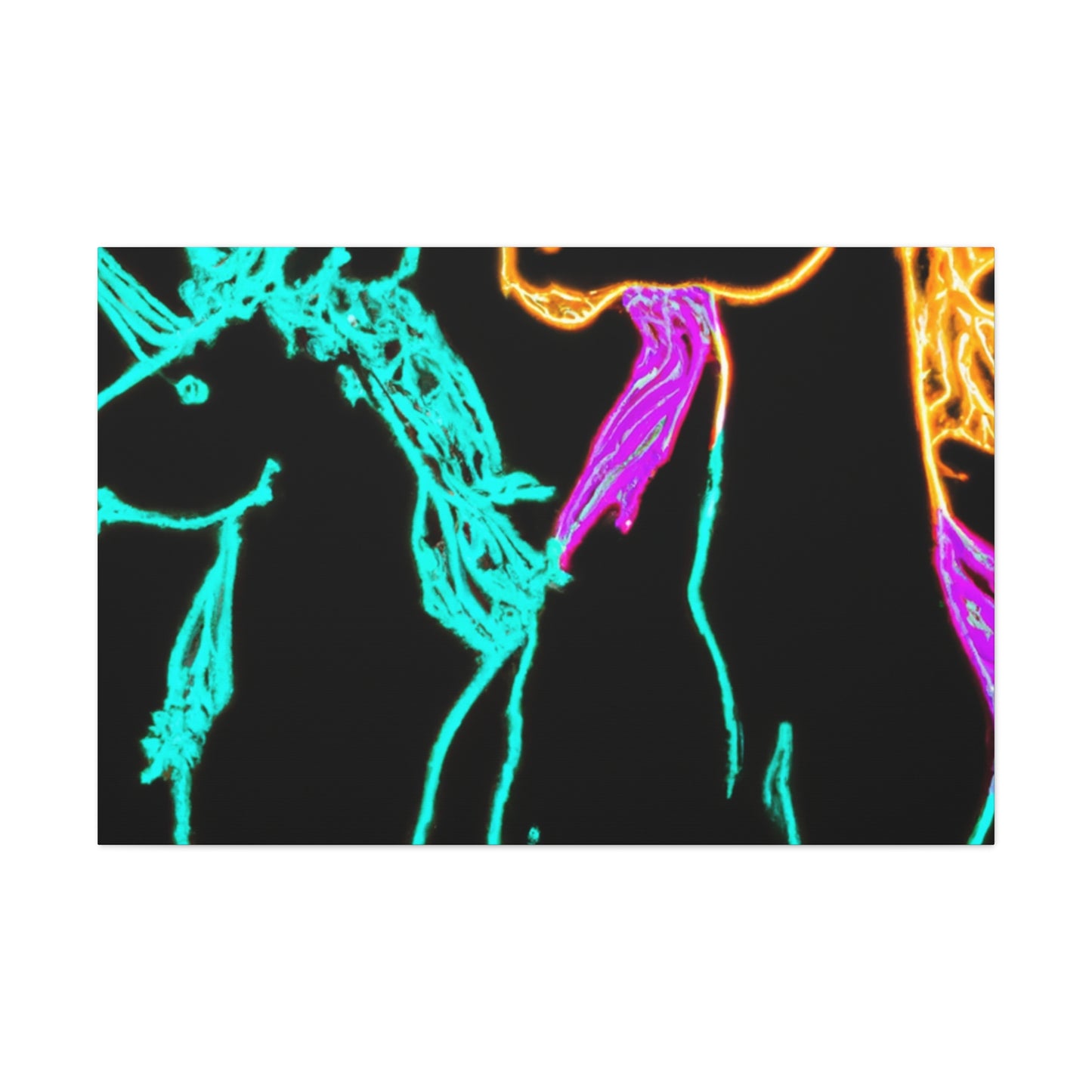 "Neon Splendour of Unicorns" NEON Unicorns Art Canvas