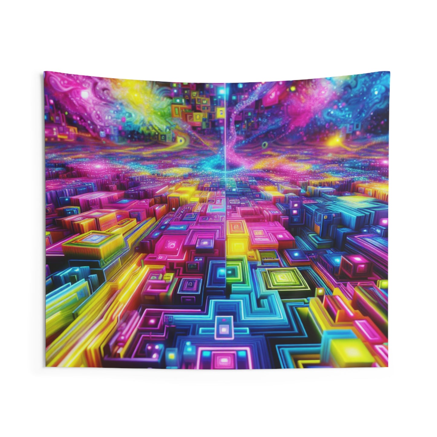 Vivid Trippin' Neon Eternity Mosaic Infinity Patterns Art Tapestry