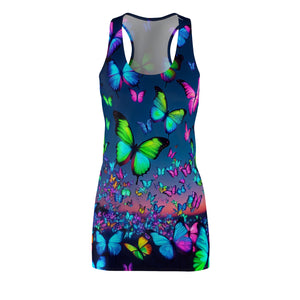 "Neon Butterfly River." Neon Butterflies Racerback Dress
