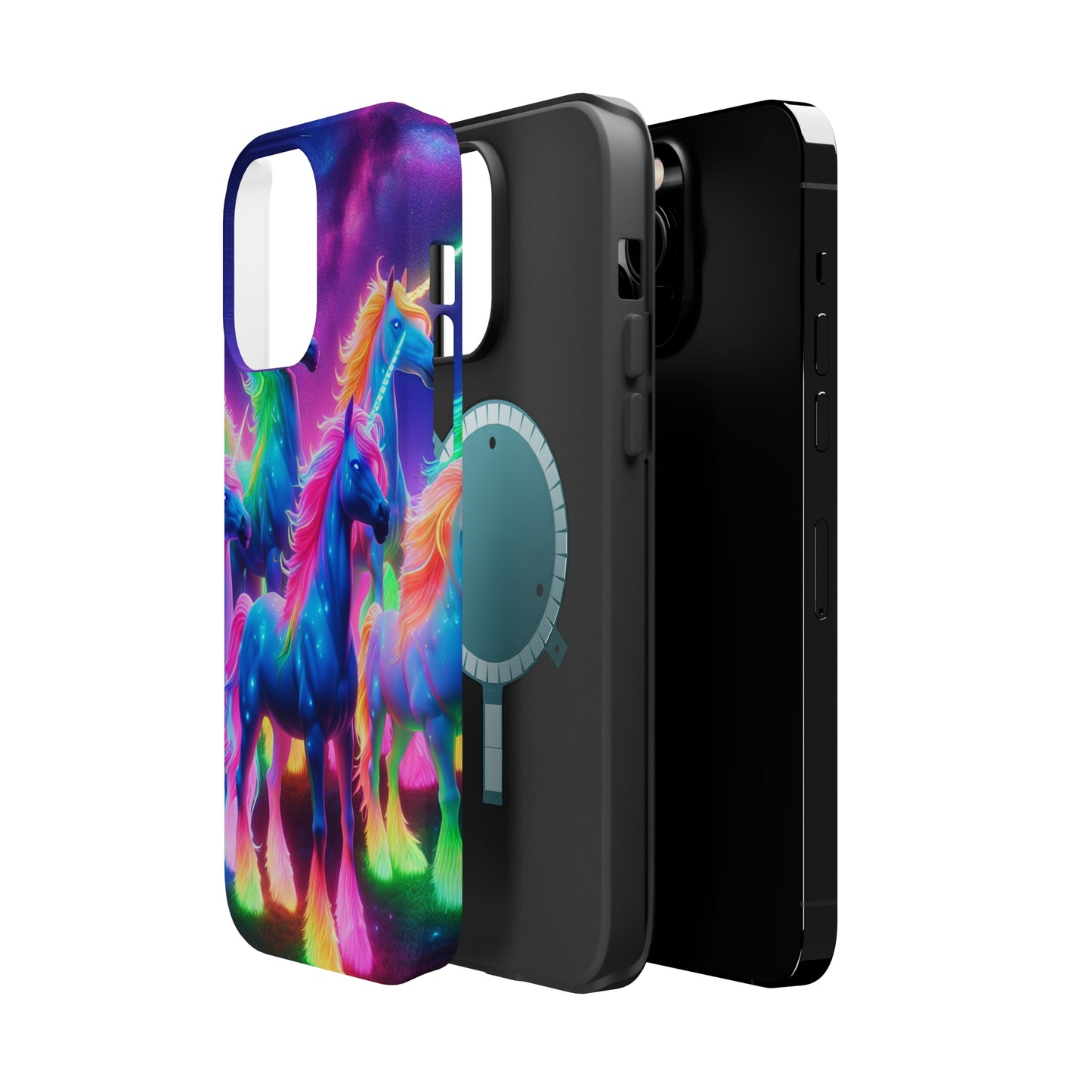 Neon Unicorn Congregation Neon Unicorns Premium Art Magsafe Magnet Tough IPhone 13 14 15 Pro Plus Max and Mini in Matte and Glossy Phone cases