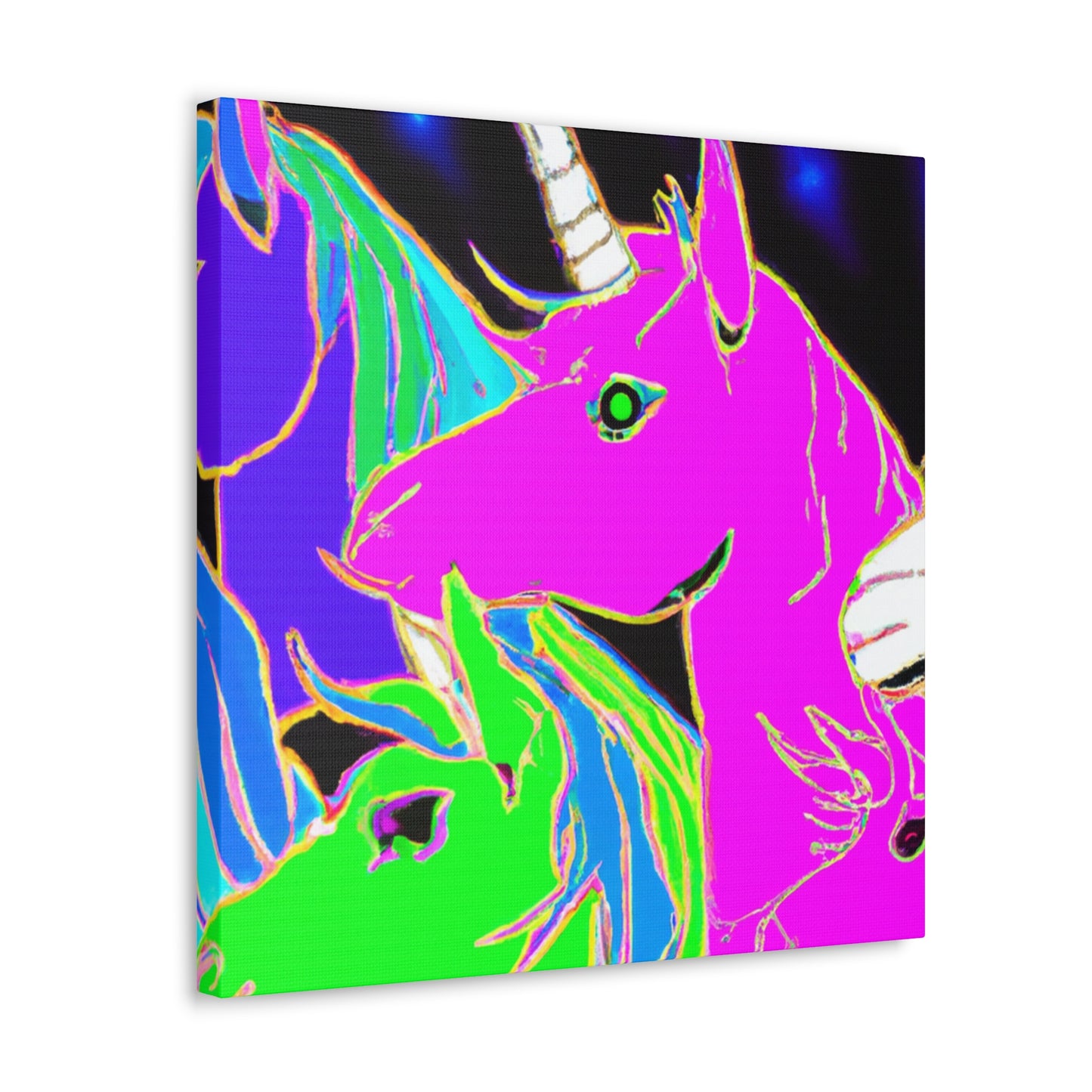 "Neon Rainbow Posse" NEON Unicorns Art Canvas