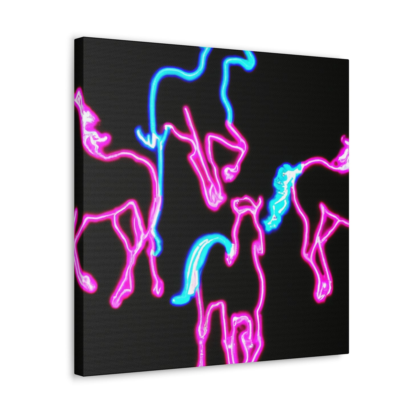 "Enchanted Fluorescence" NEON Unicorns Art Canvas