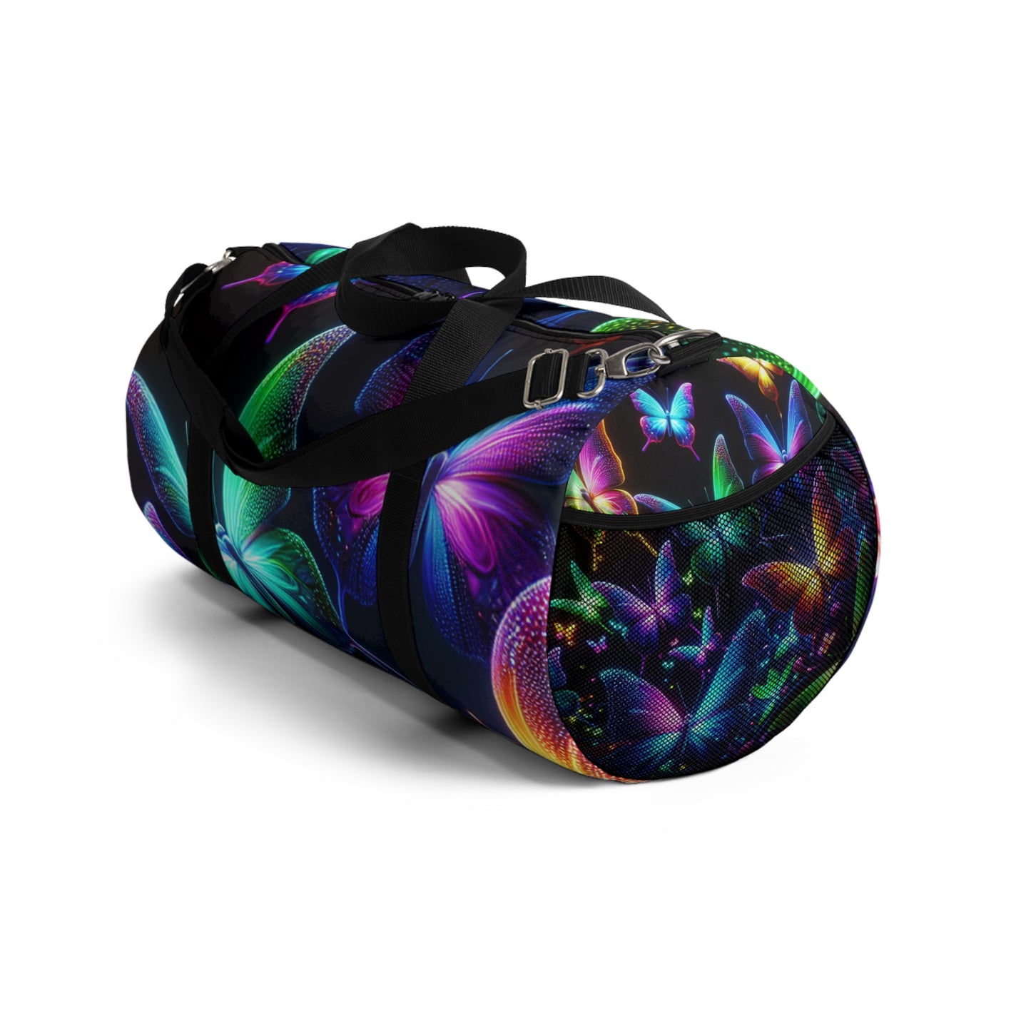 "Neon Rainbow Flight" - Neon Butterflies Duffle Bag
