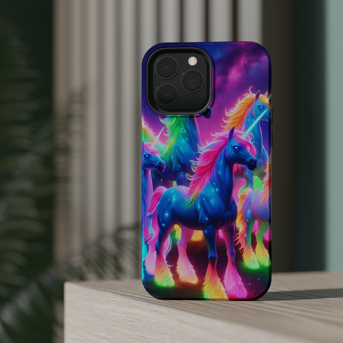 Neon Unicorn Congregation Neon Unicorns Premium Art Magsafe Magnet Tough IPhone 13 14 15 Pro Plus Max and Mini in Matte and Glossy Phone cases