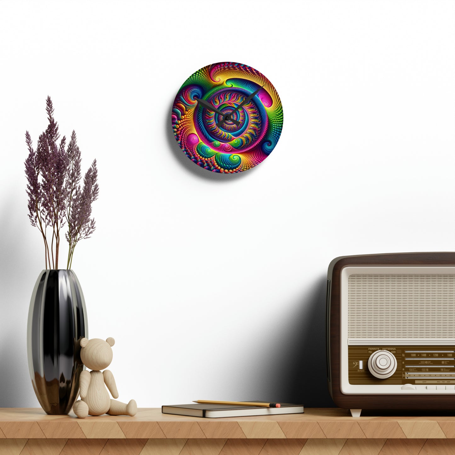 Reflective Neon Odyssey Infinity Patterns Art Acrylic Clock