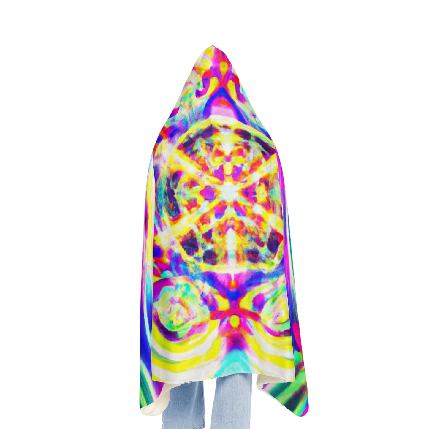 "Exuberant Reflection" - NEON Infinity Patterns Art Hooded Snuggle Blanket