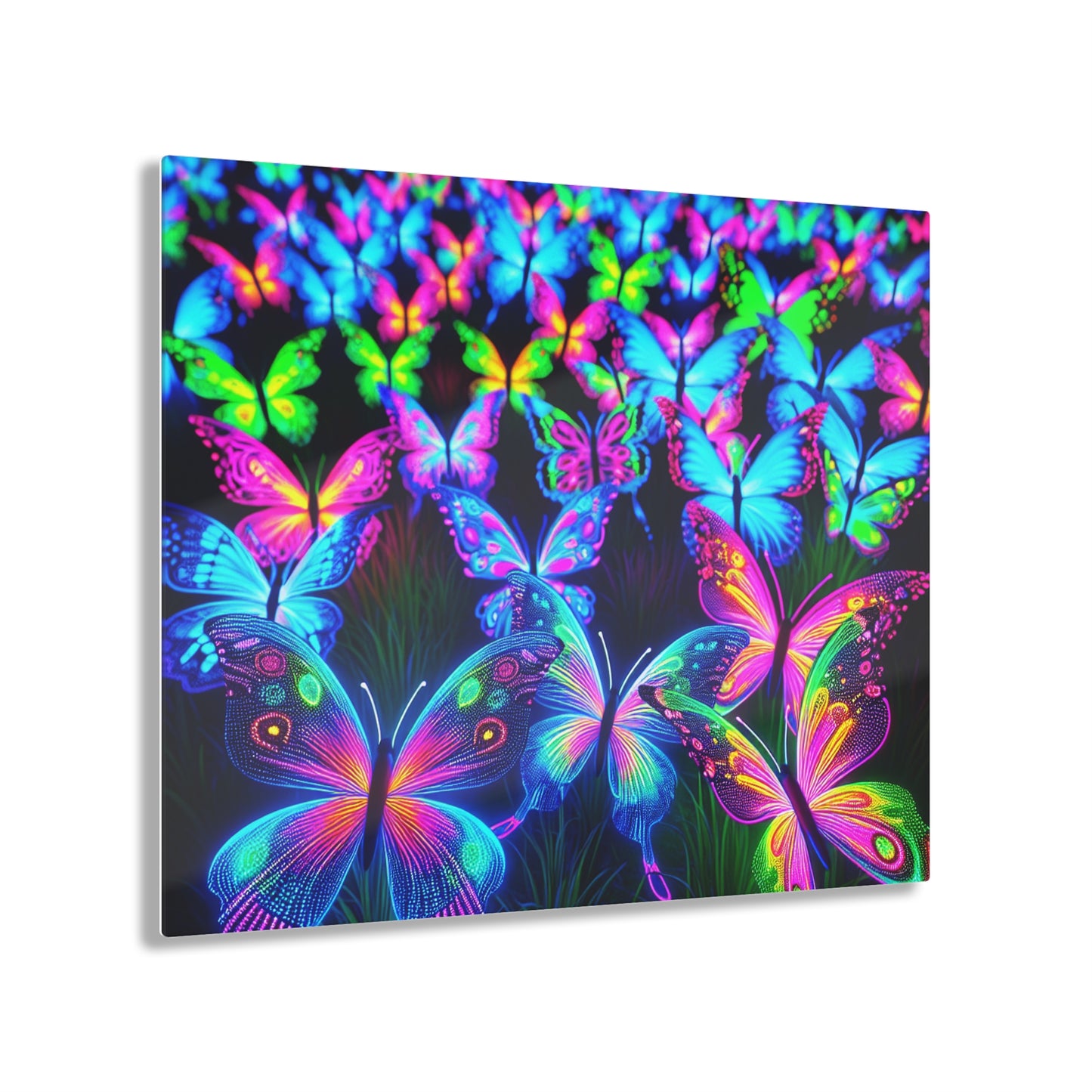 "Butterfly Cascade of Color" NEON Butterflies Art 1/4" Glossy Acrylic Art