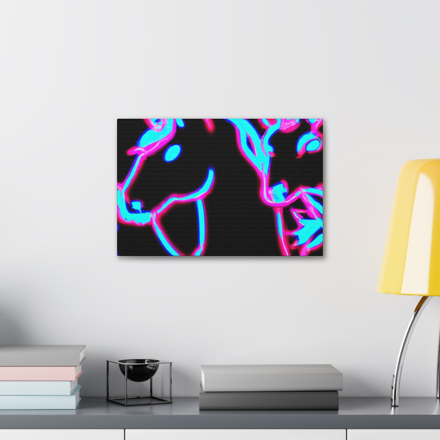 Vibrant Neon Dreamscape NEON Unicorns Art Canvas