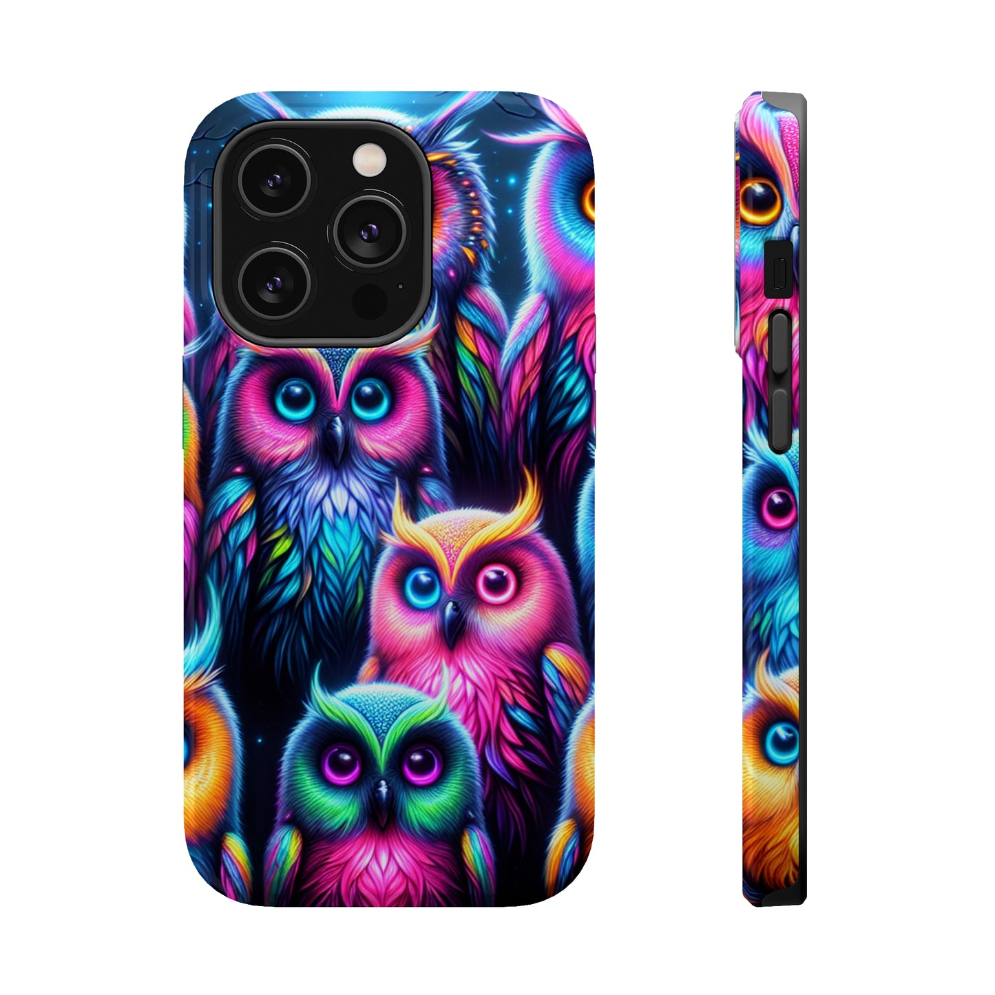 Neon Night Owls Neon Owls Premium Art Magsafe Magnet Tough IPhone 13 14 15 Pro Plus Max and Mini in Matte and Glossy Phone cases