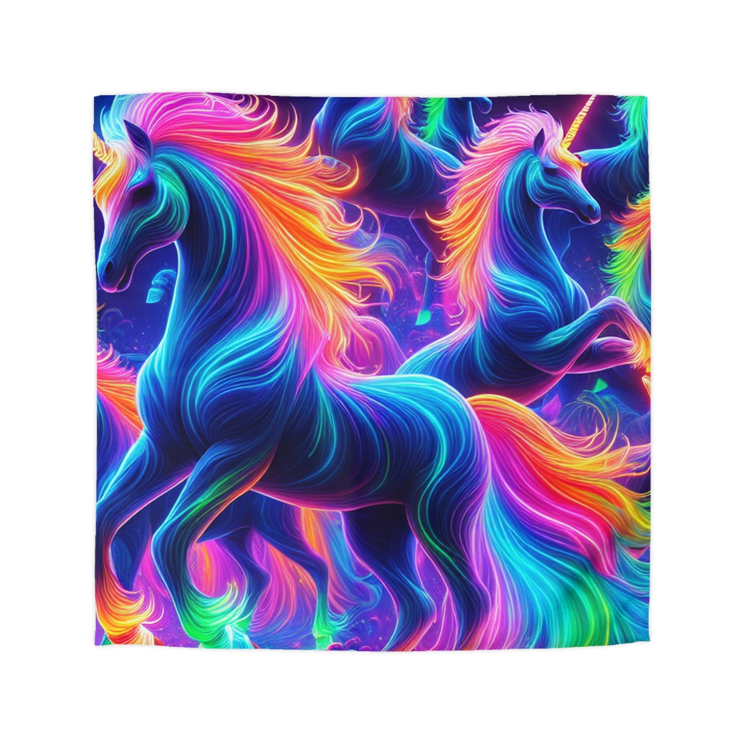 Mariano Filoteo - NEON Unicorns Microfiber Duvet Cover