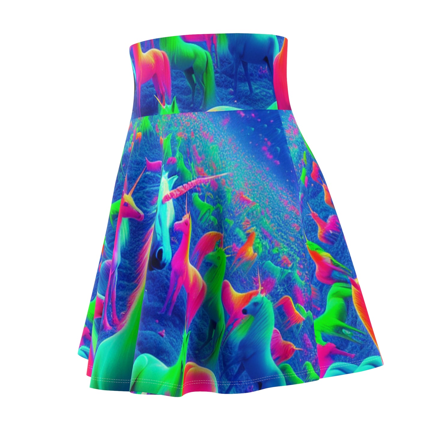 'Neon Fantasia' -NEON Unicorns Woman' Skater Skirt