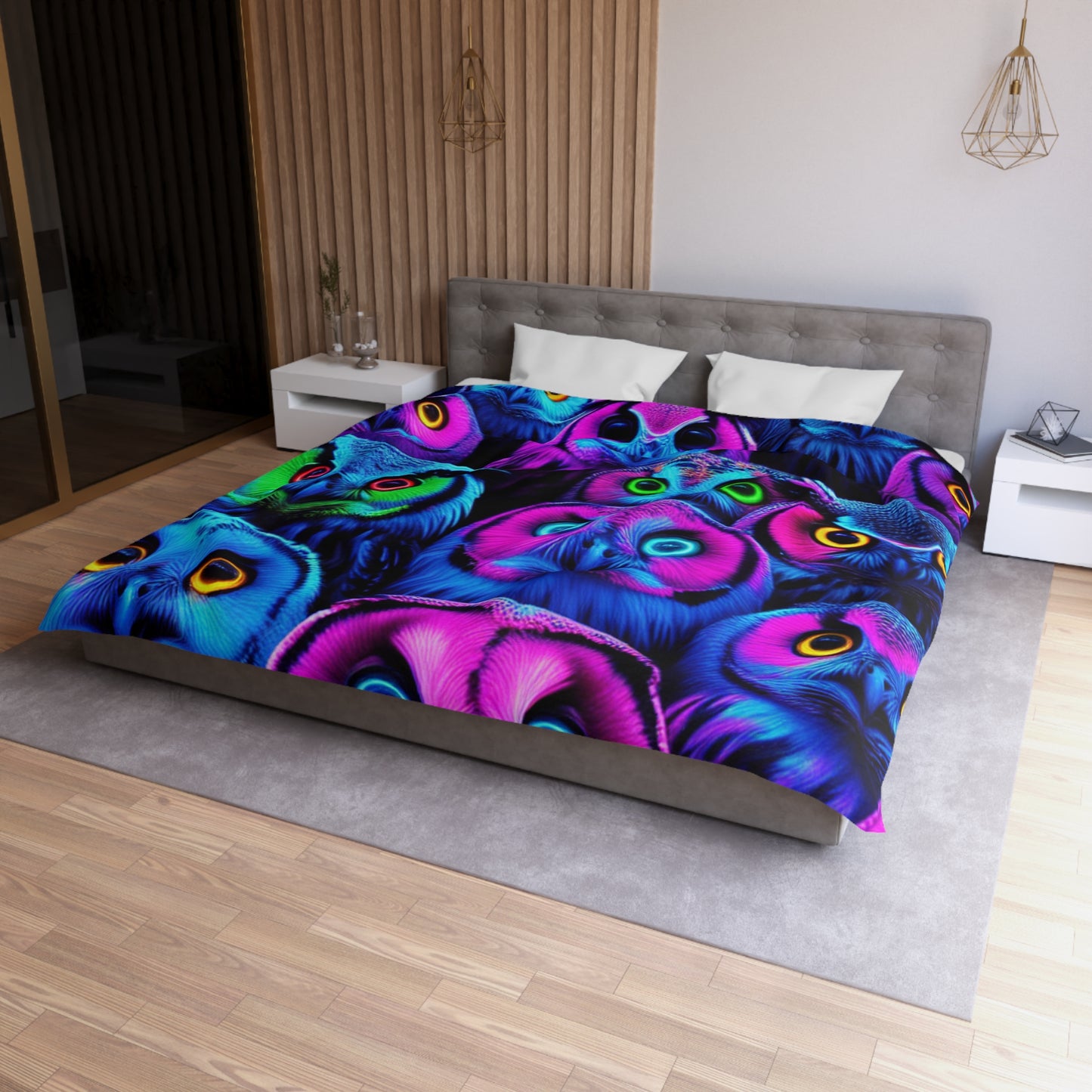 Gianni da Firenze - NEON Owls Microfiber Duvet Cover