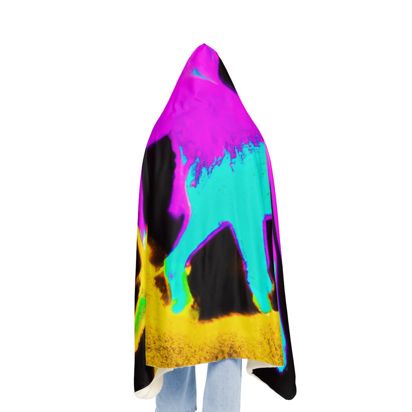 "Neon Dreamscape" - NEON Unicorns Art Hooded Snuggle Blanket