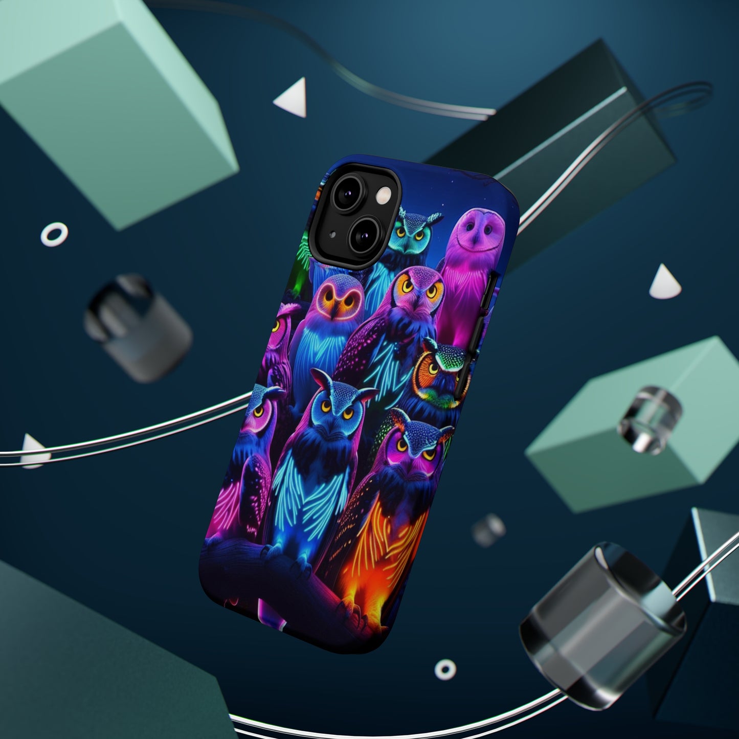 Neon Nocturne Owls. Neon Owls Premium Art Magsafe Magnet Tough IPhone 13 14 15 Pro Plus Max and Mini in Matte and Glossy Phone cases