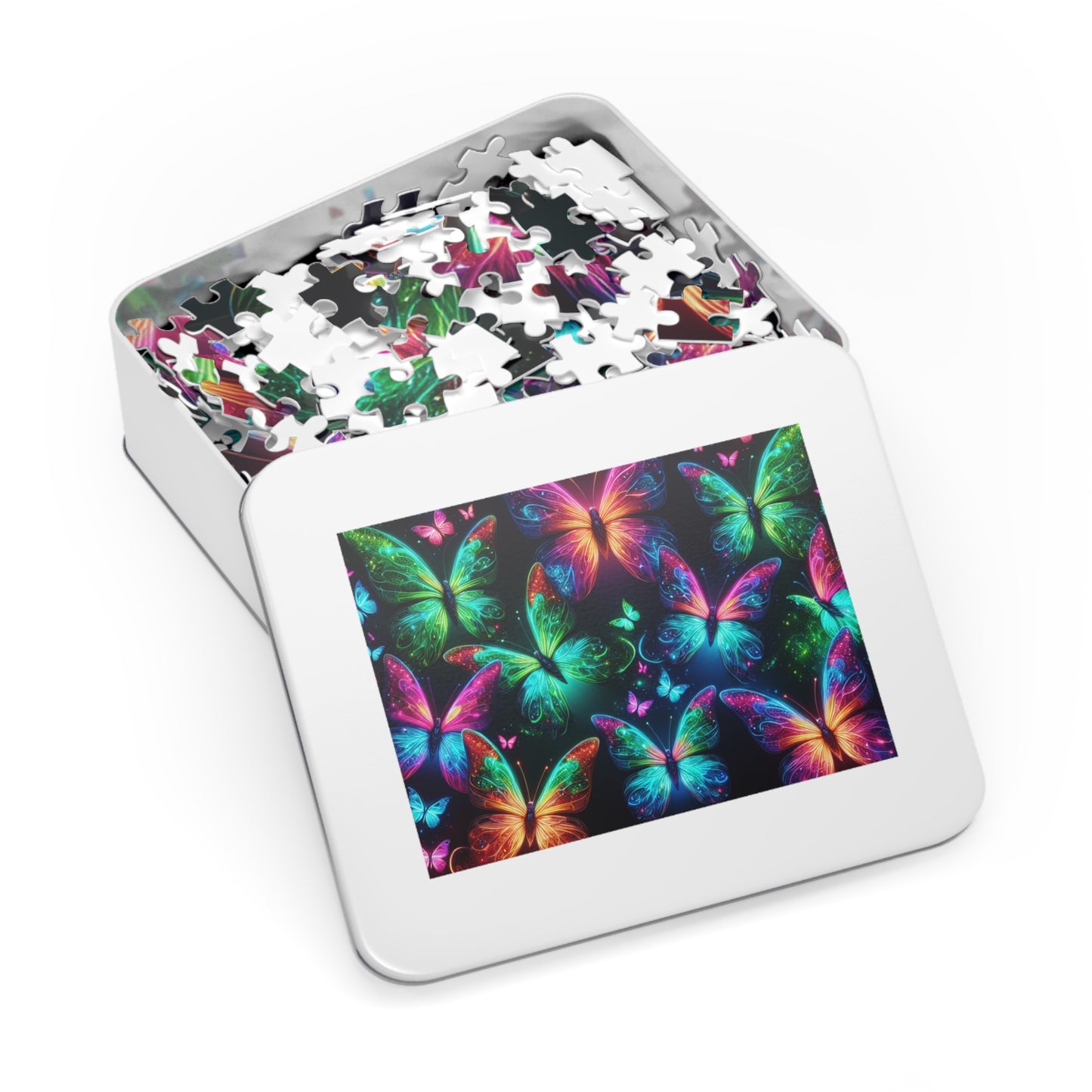 Neon Flutter. - Neon Butterflies Puzzle30, 110, 252, and 1000 Pieces