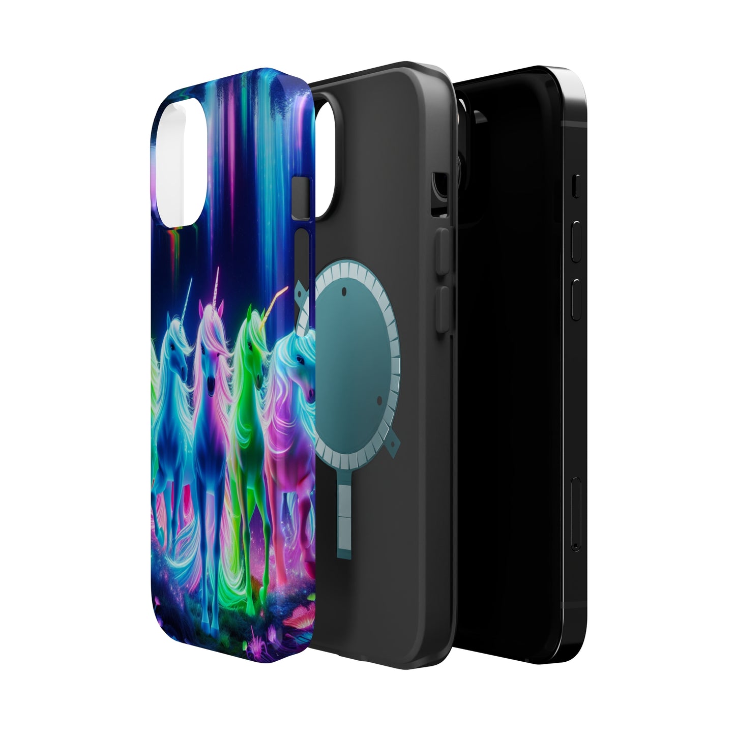 Neon Unicorn Pods. Neon Unicorns Premium Art Magsafe Magnet Tough IPhone 13 14 15 Pro Plus Max and Mini in Matte and Glossy Phone cases